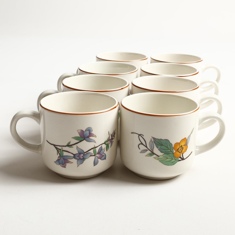 8x Citation Woodhill Ceramic Coffee Cups Mugs Floral Multicolor